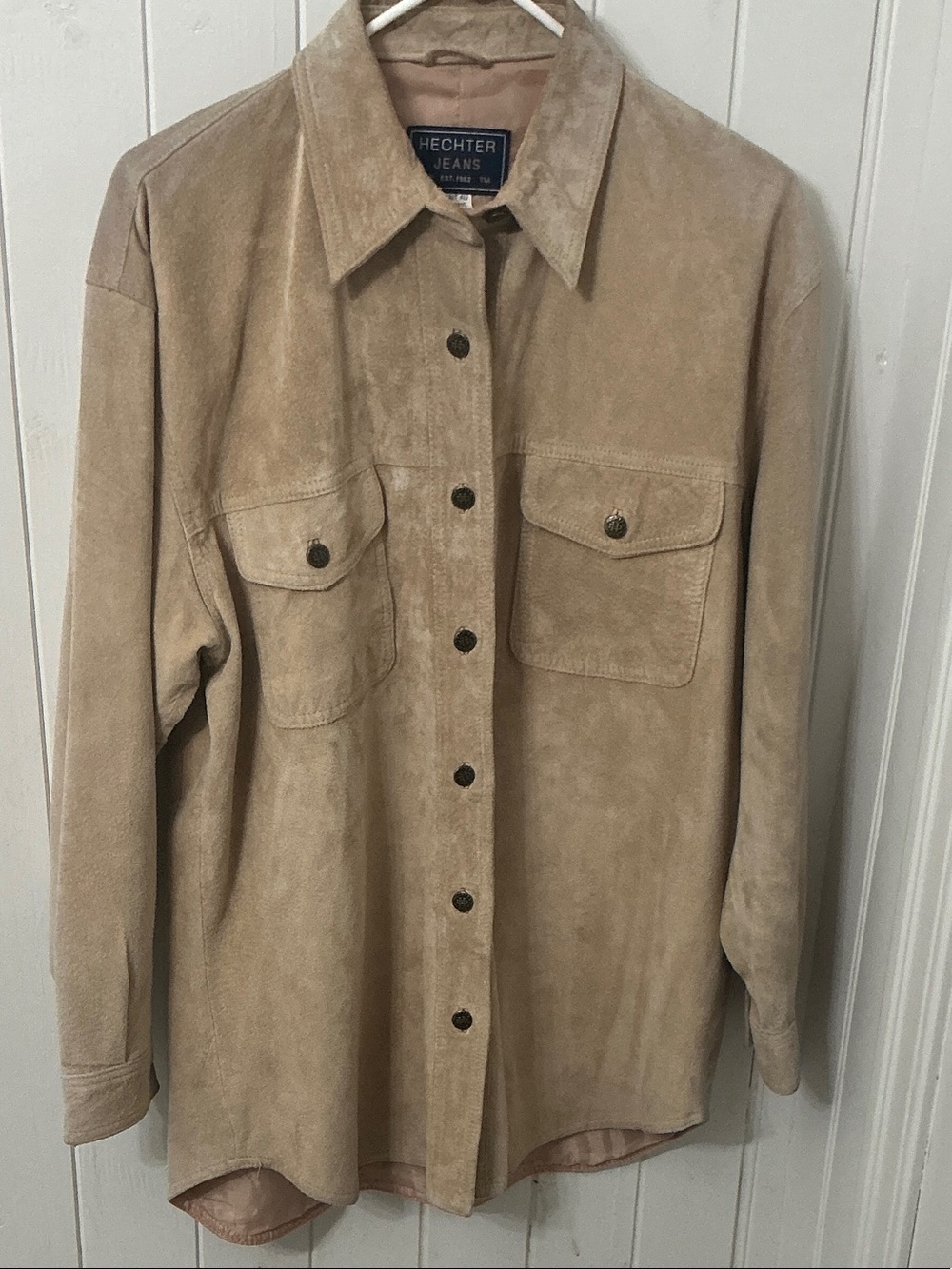 Daniel Hechter Suede Leather Shirt Jacket in Beige